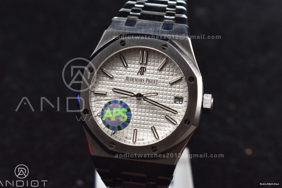 APSF A4302 Royal 15500 Clone Oak Bracelet SS on 41mm Textured 449 Best Affordable Super Edition 1:1 White SS Dial 0206